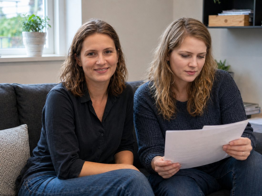 Two team members reviewing a client deliverable together.